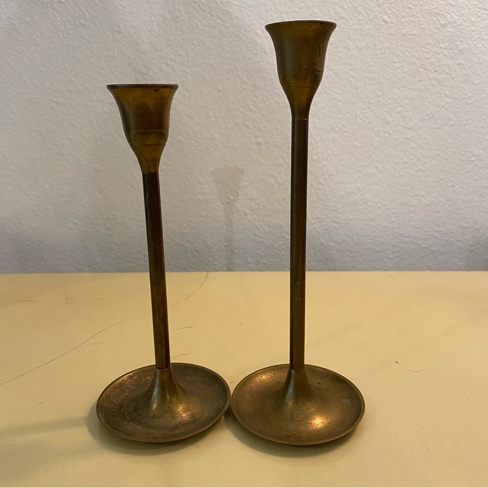 Brass Candlestick Holders.  7” & 8”. ‎ Vintage.